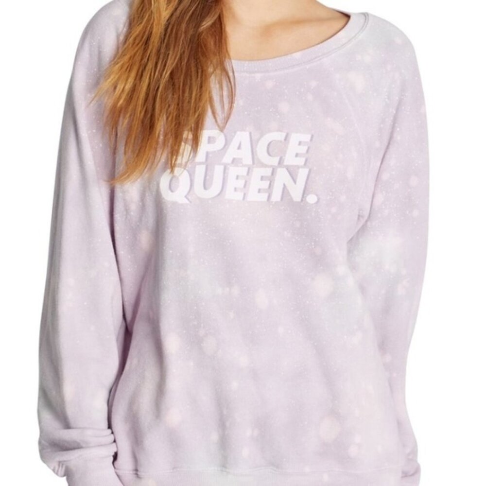 Wildfox Space Queen Purple Splatter Print Sweatshirt Cotton Blend Size XS